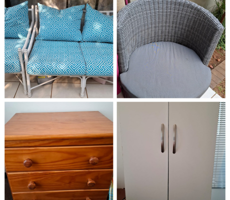 GET the Patio set, Grey wicker chair, Wardrobe, Low chest of drawers for only R3200 - (A Paulshof)