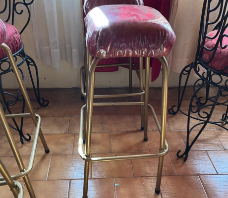 (H 12- S/OORD)- 4 VINTAGE RED BAR CHAIRS- R 600