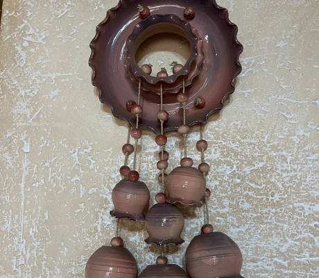 (H 66- S/OORD)- 2 X HANDMADE CERAMIC WALL HANGINGS- POD
