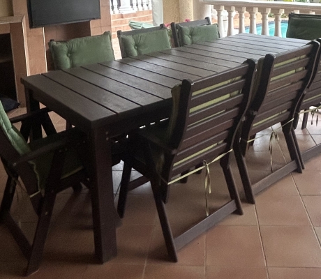 (ALB 25/4 - No:73) - Solid teak 8-seater outdoor dining set