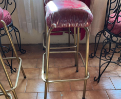 (H 12- S/OORD)- 4 VINTAGE RED BAR CHAIRS- R 600